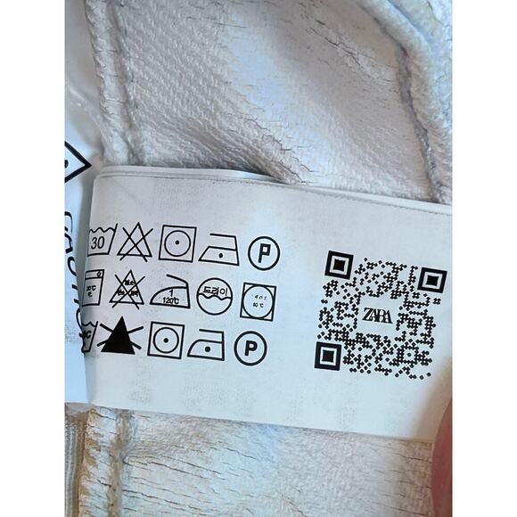 Zara Tapered Crashed Barrel Leg Pant Crackle Texture Jean Sz 4 NWTs - Picture 8 of 11